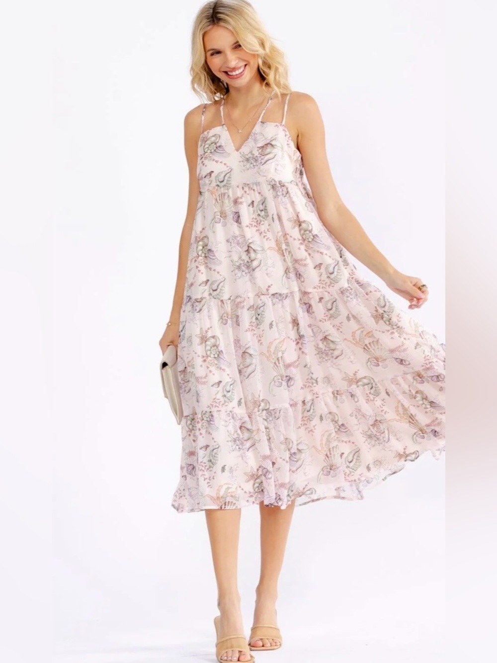 Tiered Midi Dress - Women's Spaghetti  Sundress ✨